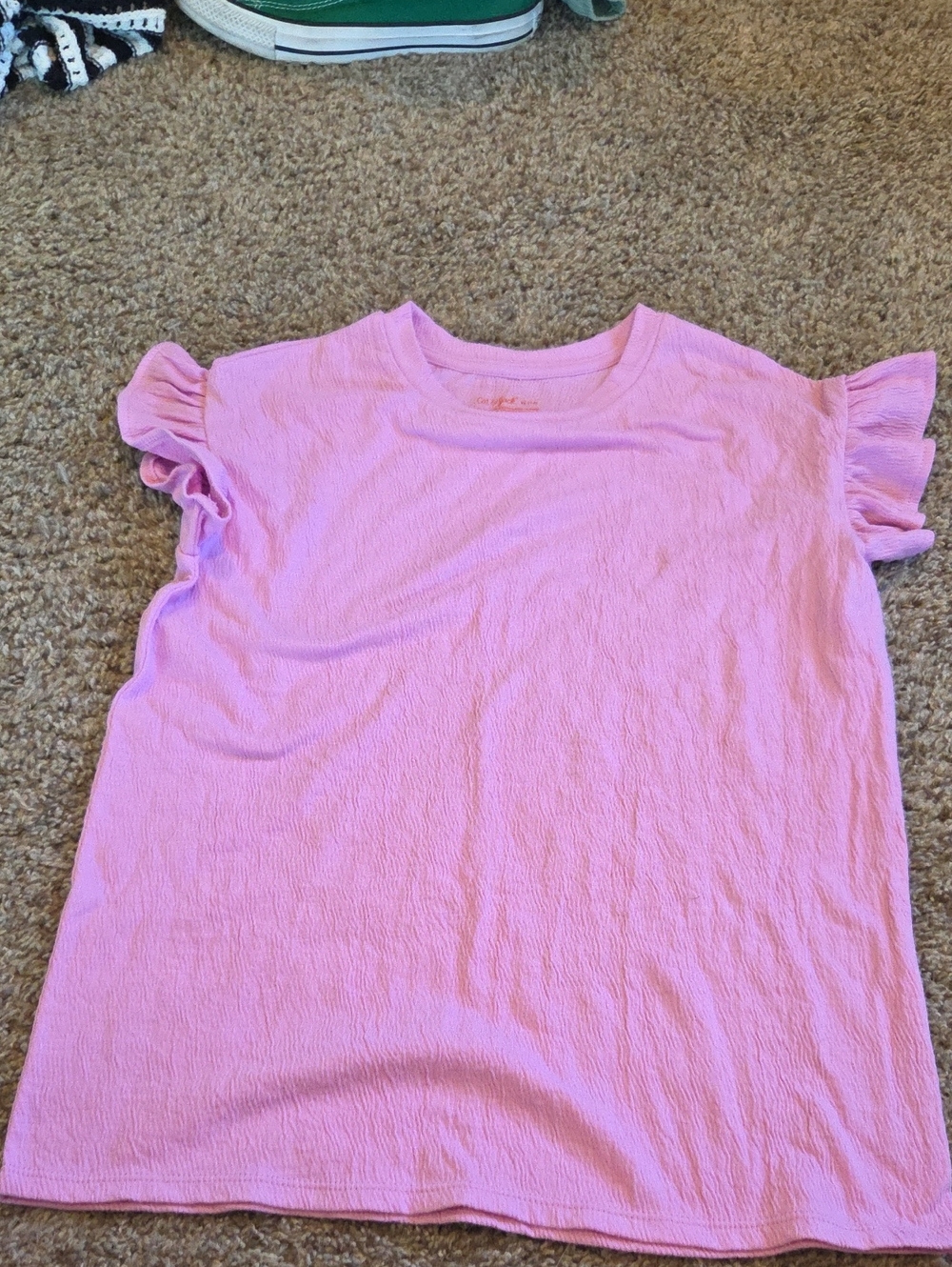 Cat & Jack Light Pink Ruffle Sleeve Tee